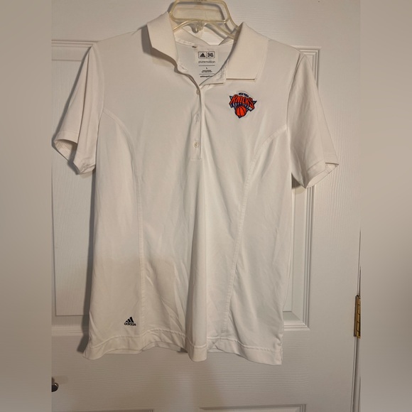ADIDAS NBA NEW YORK KNICKS Women’s POLO Golf SHIRT SHORT SLEEVE White Large - Picture 1 of 10
